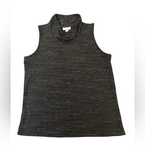 J. Jill Black Mock Neck Small Sleeveless Multi Cotton Blend White Fleck NWT $59